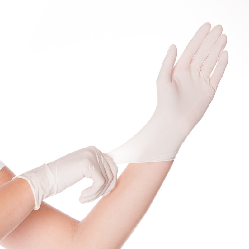 Latexhandschuh, weiss, leicht gepudert, Gr. M/8, 100 Stk.