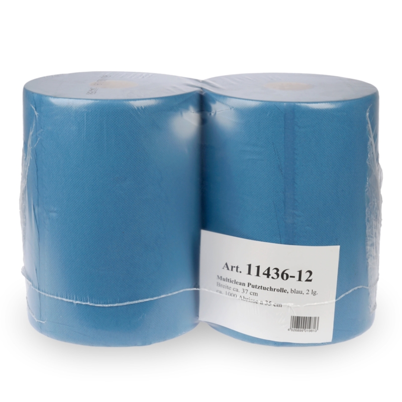 Multiclean® Putztuchrolle, blau, 2-lagig, ca. 1000 Abrisse à 350 x 370 mm