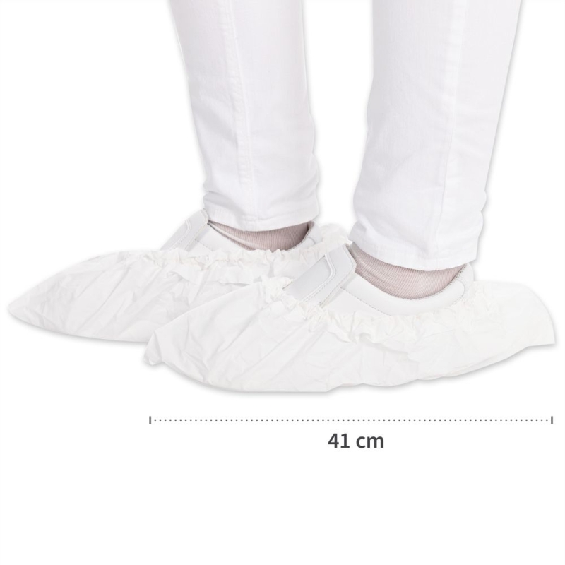 Couvre-chaussures Anti Slide | CPE, revêtement TPE, couleur blanc, longueur 41 cm