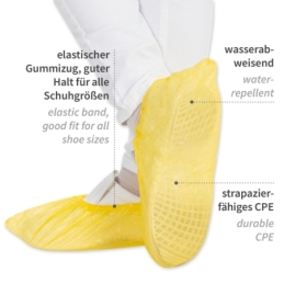 Couvre-chaussures, CPE, couleur jaune, longueur 41 cm