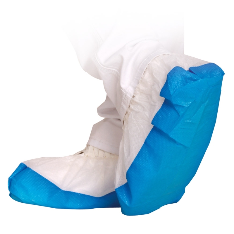 Couvre-chaussures Strong | PP/CPE, couleur blanc/bleu, longueur 40 cm