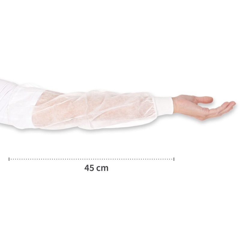 Ärmelschoner mit Strickbündchen | SMS, Farbe weiss, Länge 45 cm