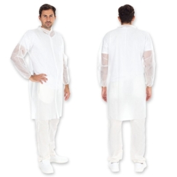 Besucherkittel mit Klettverschluss | PP, Farbe weiss, Länge 110 cm, Umfang 125 cm, Grösse L