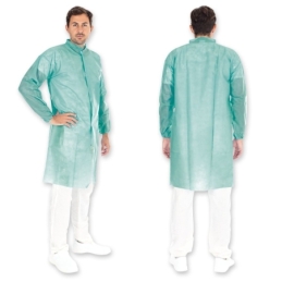 Blouse de visiteur avec fermeture velcro | PP, couleur vert, longueur 110 cm, circonférence 130 cm, taille XL
