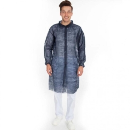 Besucherkittel mit Klettverschluss | PP, Farbe dunkelblau, Länge 110 cm, Umfang 140 cm, Grösse XXL