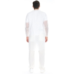 Besucherkittel mit Reissverschluss | PP, Farbe weiss, Länge 110 cm, Umfang 130 cm, Grösse XL