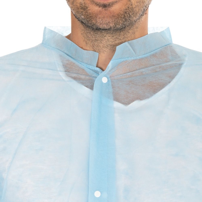 Blouse de visiteur Light avec boutons-pression | PP, couleur bleu, longueur 105 cm, circonférence 125 cm, taille L