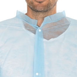 Besucherkittel Light mit Druckknöpfen | PP, Farbe blau, Länge 110 cm, Umfang 130 cm, Grösse XL