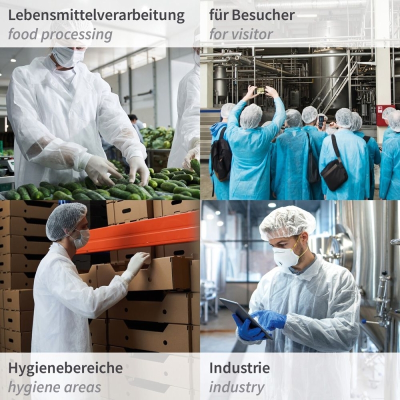 Besucherkittel Light mit Druckknöpfen | PP, Farbe gelb, Länge 110 cm, Umfang 140 cm, Grösse XXL