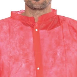 Besucherkittel Light mit Druckknöpfen | PP, Farbe rot, Länge 105 cm, Umfang 125 cm, Grösse L