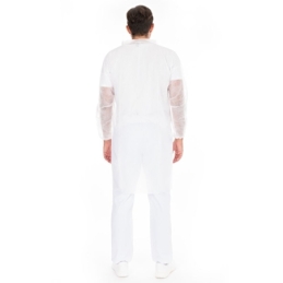 Besucherkittel Light mit Kragen und Klettverschluss | Farbe weiss, Gr. XXXL / PP, Länge 115 cm, Umfang 150 cm