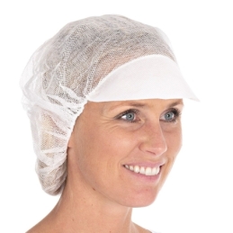 Charlotte de barrette avec visière | Viscose, couleur blanc / taille 48 cm