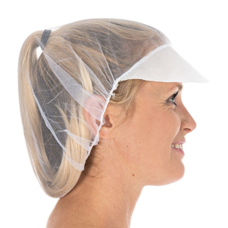 Baretthaube Micromesh mit Schirm | Nylon, Farbe weiss / Grösse 50 cm