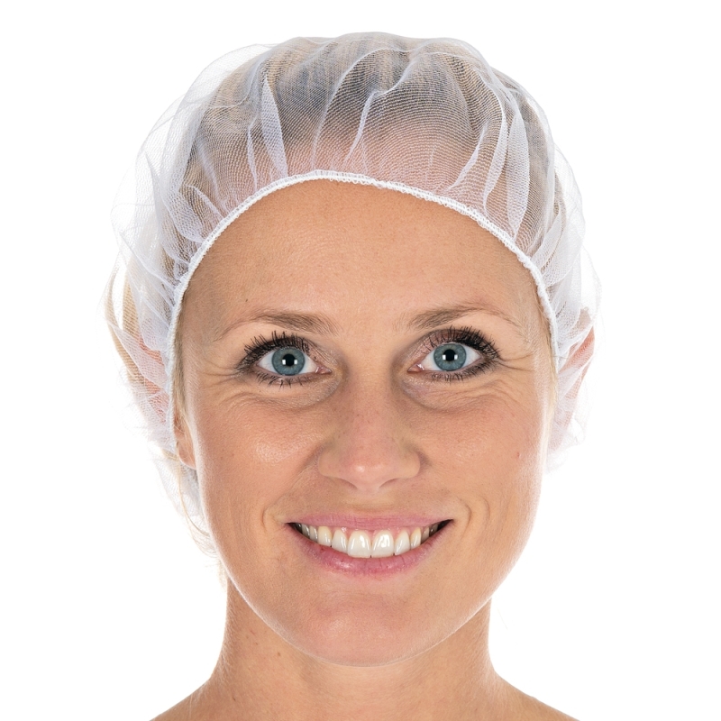 Baretthaube Micromesh | Nylon, Farbe weiss / Grösse 53 cm