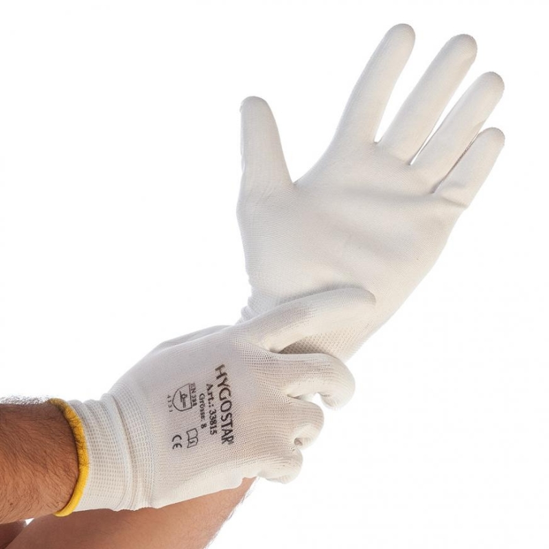 Gants en tricot fin Ultra Flex Hand | Enduction PU, taille M, blanc