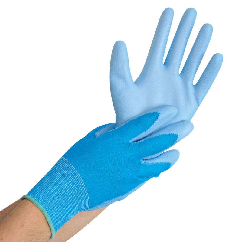Gants en tricot fin Ultra Flex Hand | Enduction PU, taille S, bleu