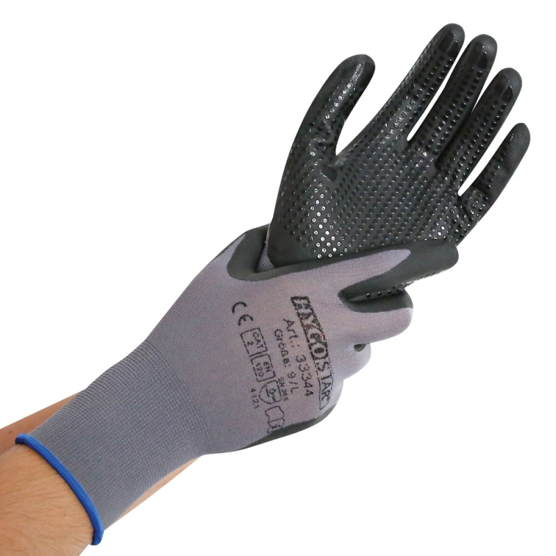 Feinstrickhandschuhe Ergo Flex Dotty | Nitril-PU-Beschichtung, Grösse M