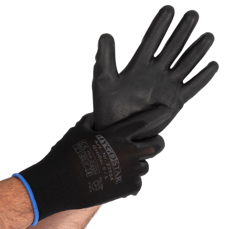 Feinstrickhandschuhe Black Ace | PU-Beschichtung, Grösse M