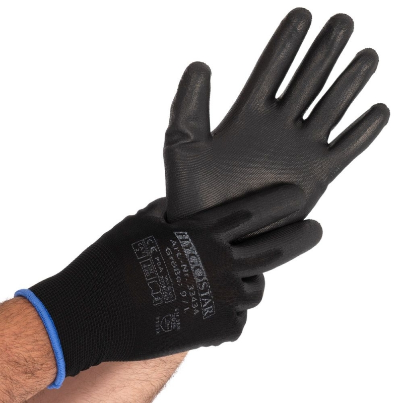 Feinstrickhandschuhe Black Ace Touch | PU-Beschichtung, Grösse M