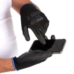 Feinstrickhandschuhe Black Ace Touch | PU-Beschichtung, Grösse M