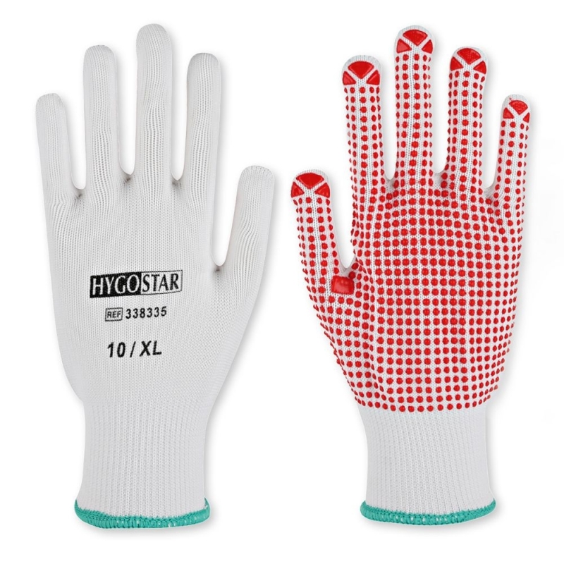 Gants en tricot moyen Structa | Nylon/coton, taille XL. rouge/blanc