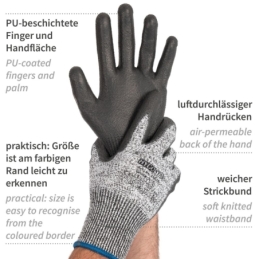 Gants de protection anti-coupures Cut Safe | revêtement PU, taille S