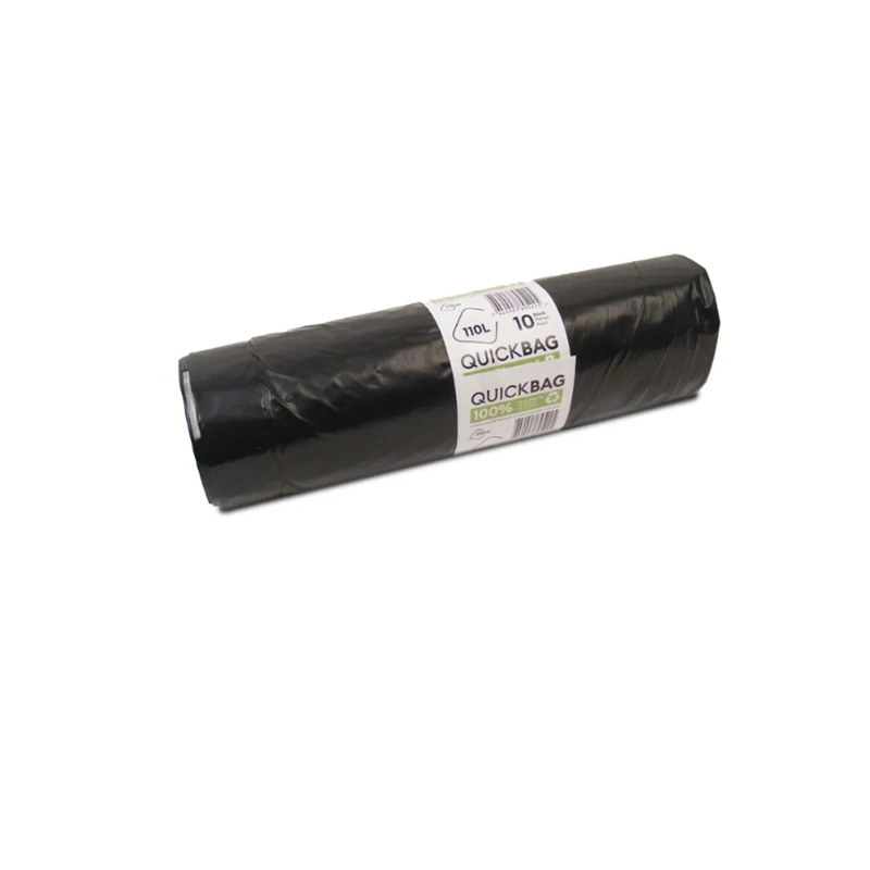 Sac poubelle 110 litres, 10 sacs/rouleau, 0,050 mm, avec cordon de serrage