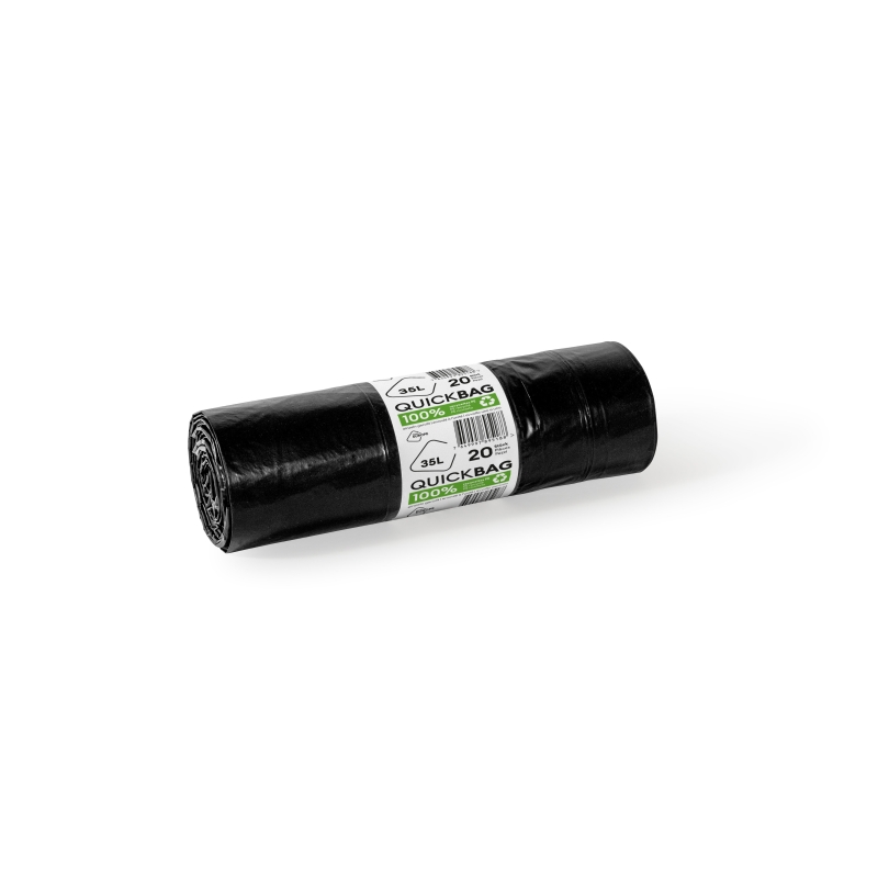 Sac poubelle 35 litres, 20 sacs/rouleau, 0,035 mm, avec cordon de serrage