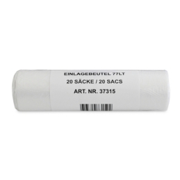 Sacs polyvalents de 77 litres, 20 sacs par rouleau, 0,008 mm, avec bande de fermeture