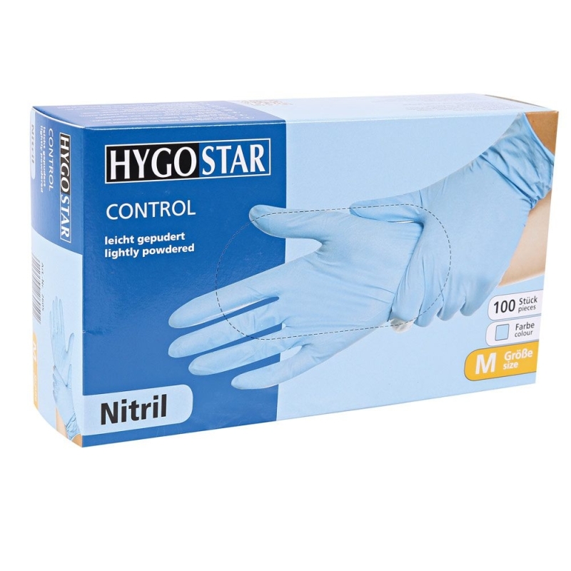 Gant en nitrile Control, bleu, poudré, taille S/7, 100 pcs.