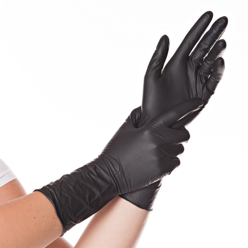 Gant en nitrile Safe Long, noir, non poudré, taille 7/S, 100 pcs.