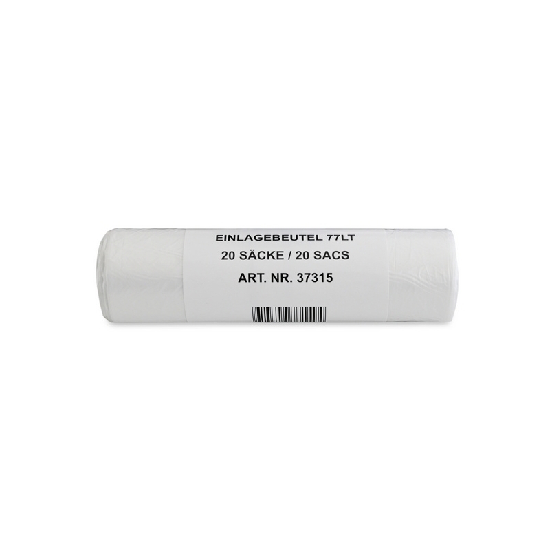 Sacs polyvalents de 77 litres, 20 sacs par rouleau, 0,008 mm, avec bande de fermeture