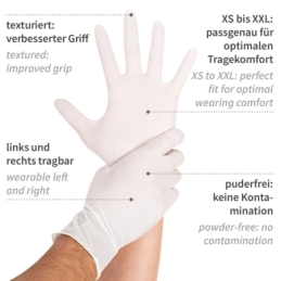Gant en nitrile, blanc, non poudré, ataille XL/10, 100 pcs.