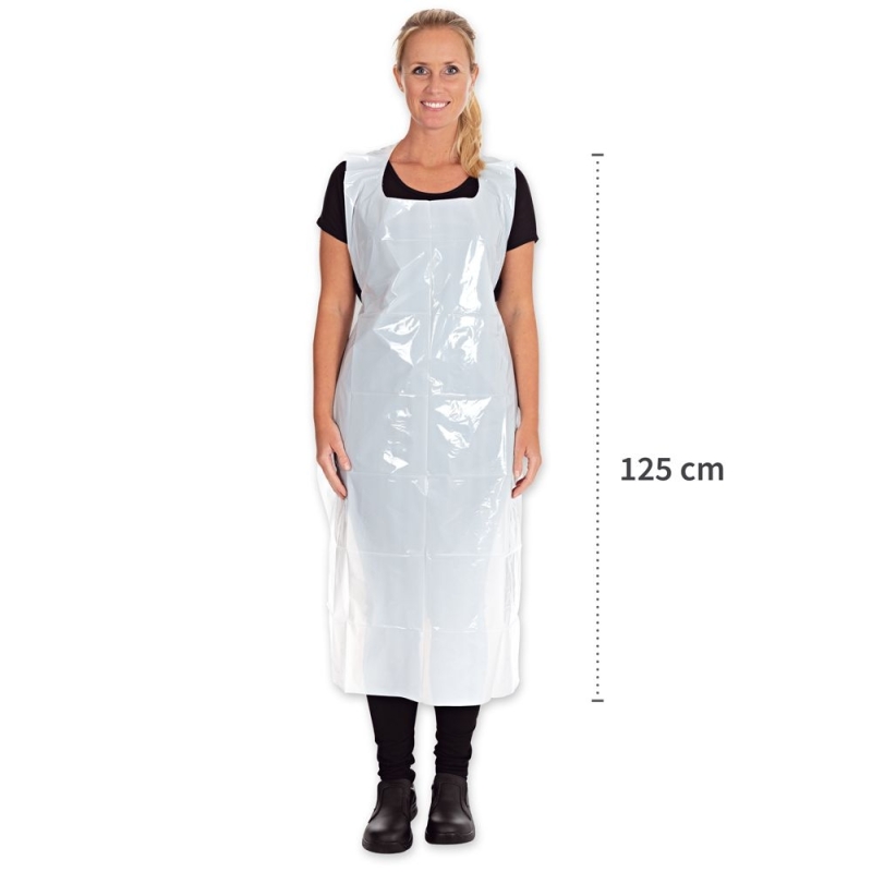 Einwegschürzen auf Rolle ca. 35my, weiss, 125 x 70 cm, LDPE glatt