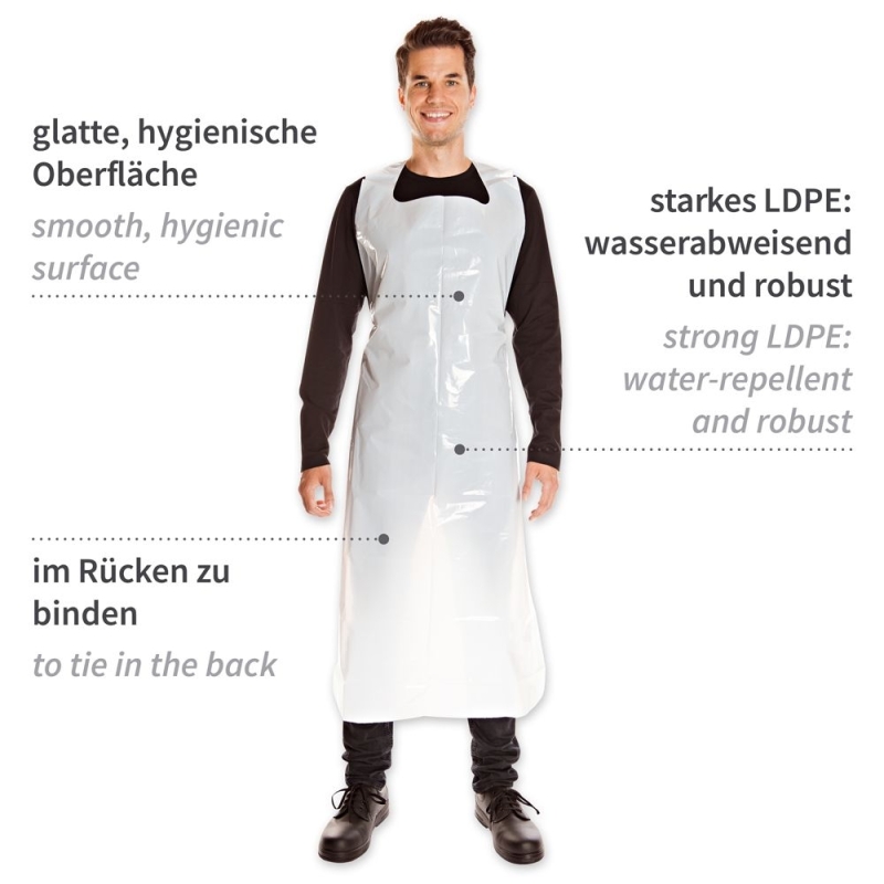 Einwegschürzen ca. 60my | LDPE / 150 x 100 cm, weiss