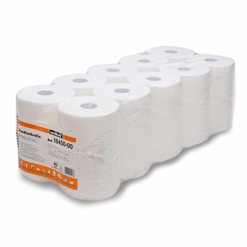 Rouleau essuie-mains, blanc brillant, 3 couches, env. 220 mm x 70 m, non perforé