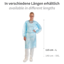 Kittel mit Armgummi | PP, Farbe blau, Länge 140 cm, Umfang 150 cm, Grösse XXL