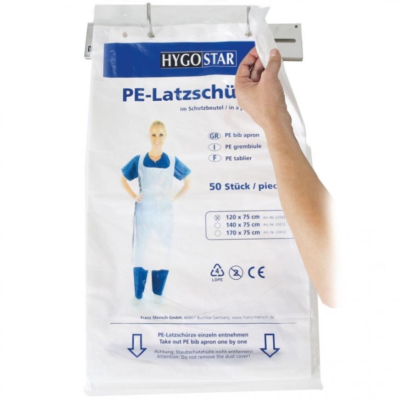 Einwegschürzen im Staubschutzbeutel ca. 35my | LDPE 120 x 75 cm, weiss