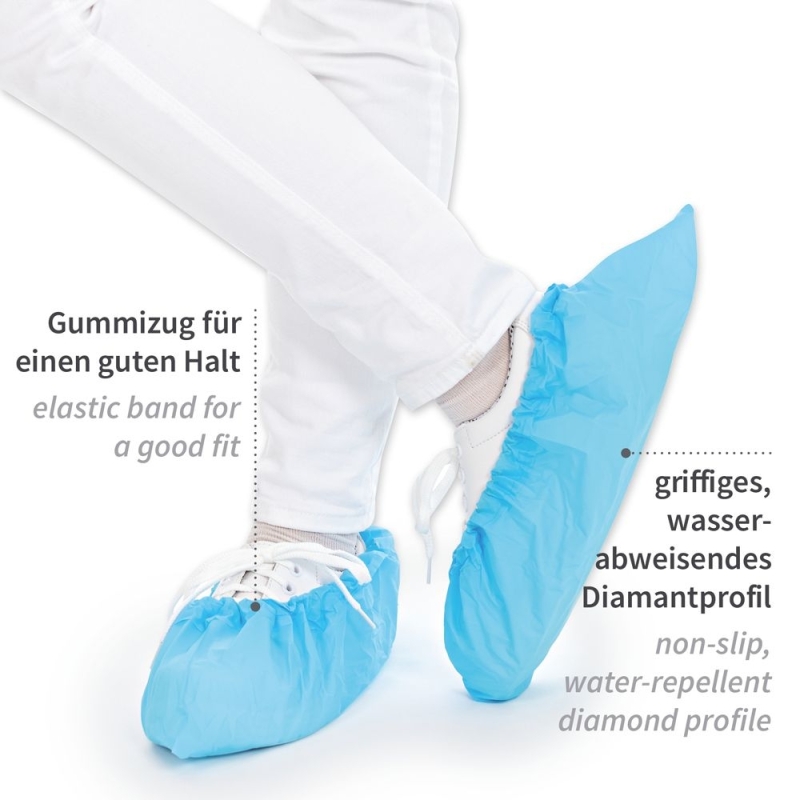 Überschuhe Anti Slide | CPE, TPE beschichtet, Farbe blau, Länge 41 cm