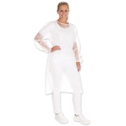 Kittel mit Armgummi | PP, Farbe weiss, Länge 140 cm, Umfang 150 cm, Grösse XXL