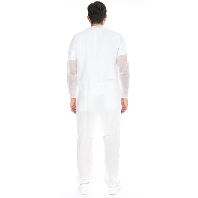 Besucherkittel mit Reissverschluss | PP, Farbe weiss, Länge 110 cm, Umfang 130 cm, Grösse XL
