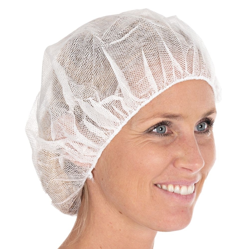 Baretthaube Perforiert | Viskose, Farbe weiss / Grösse 53 cm
