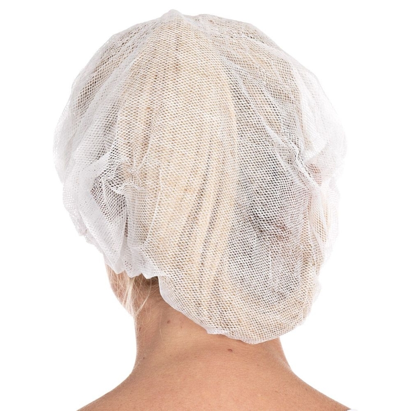 Baretthaube mit Schirm | Viskose, Farbe Weiss / Grösse 48 cm