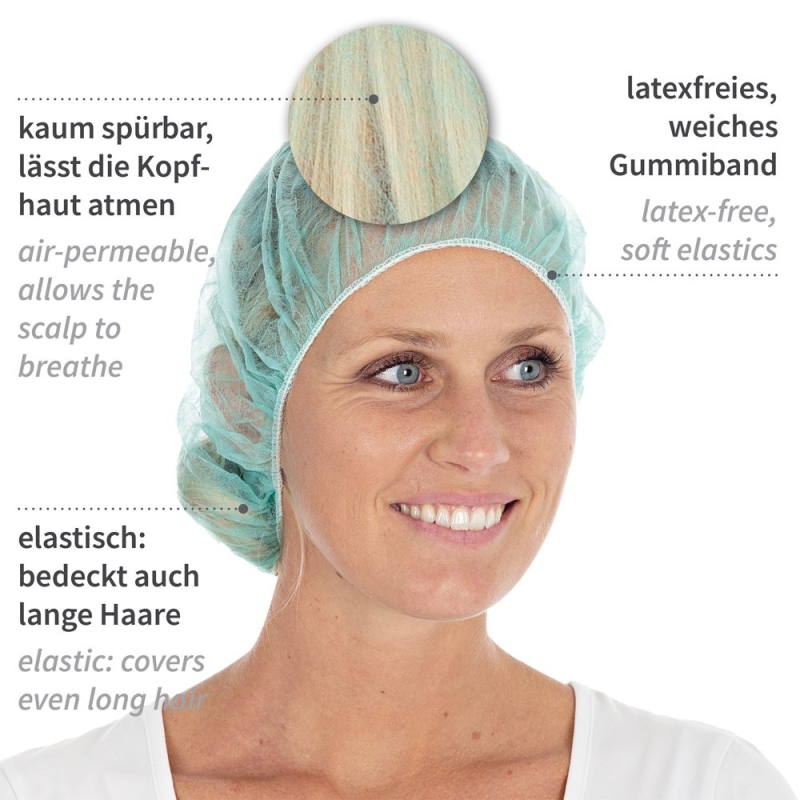 Baretthaube Bettina Light | PP, Farbe grün, Grösse 60 cm
