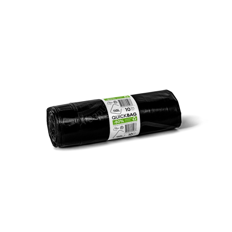 Sac à ordures 110 litres, OKS, 10 sacs/rouleau, 0,056 mm, avec lien de serrage