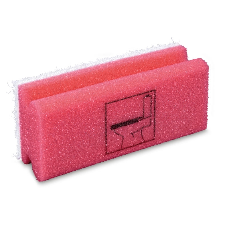 Padschwamm mit Griff, Piktogramm "WC", rot/weiss, 150 x 70 x 45 mm, nicht kratzend