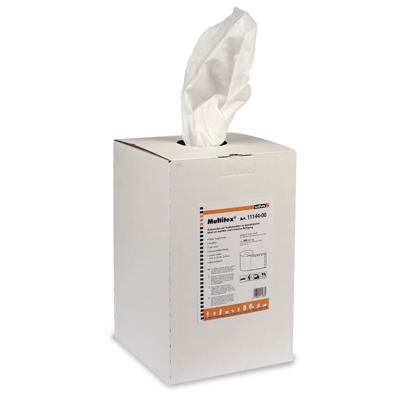 Multitex® rouleau de chiffons de nettoyage dans carton distributeur, blanc, env. 300 coupures de 400 x 380 mm
