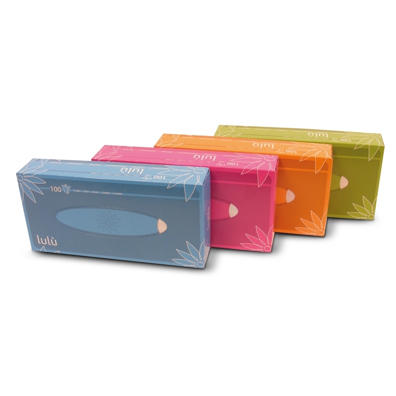 Kosmetikbox farbig, 100er Box, 2-lagig, ca. 200 x 210 mm