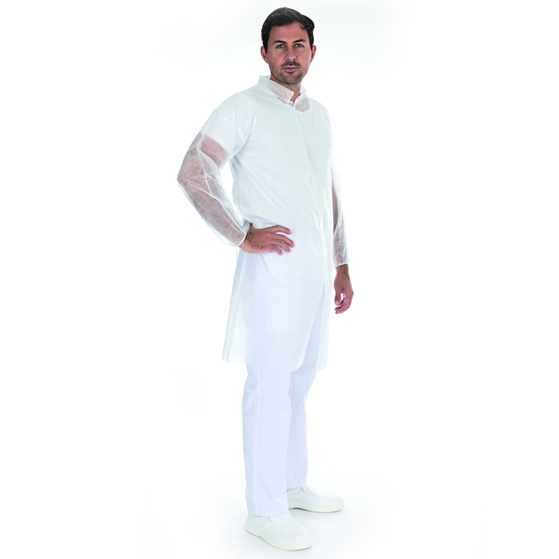 Besucherkittel Eco mit Druckknöpfen | Farbe weiss, Gr. L, PP 105 x 125 cm