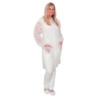 Besucherkittel, weiss, ohne Taschen, mit Kragen, Gummizugbündchen und Druckknöpfen, Gr. 4/XL, 145 cm (L) x 115 cm (B)